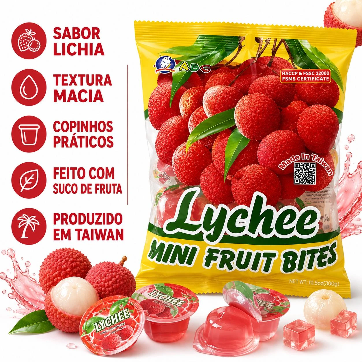 GELATINA ABC MINI FRUIT BITES LICHIA 300G TAIWAN