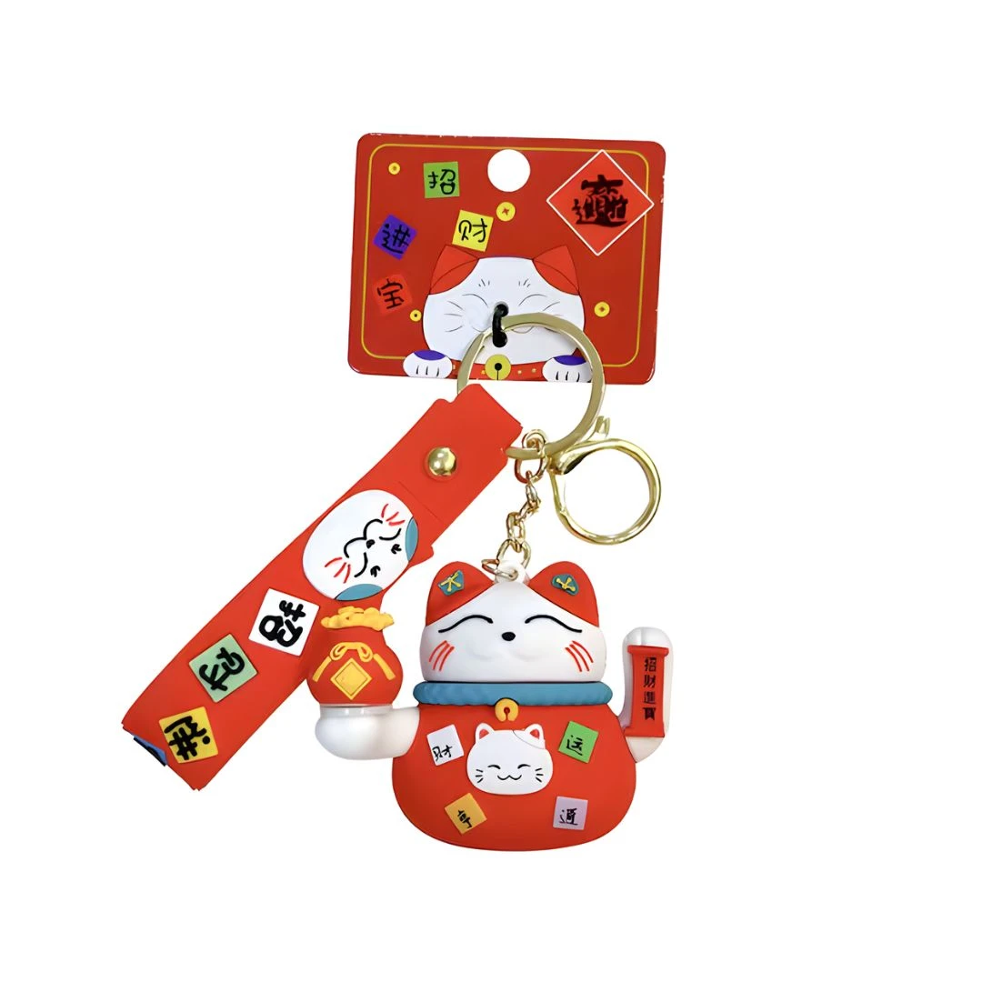 CHAVEIRO GATO DA SORTE DE BORRACHA COM ALCA DT3165 CHINA