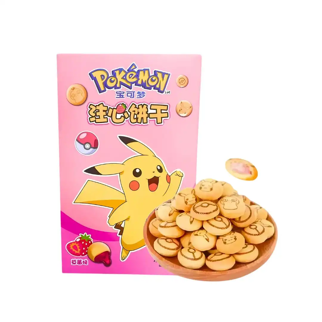 BISCOITO POKEMON PIKACHU RECHEIO MORANGO 52G CHINA
