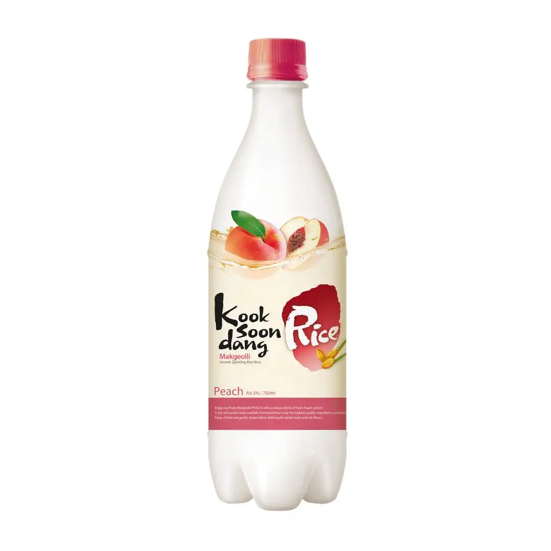 MAKGEOLLI KOOKSOONDANG PESSEGO VINHO DE ARROZ 750ML COREIA
