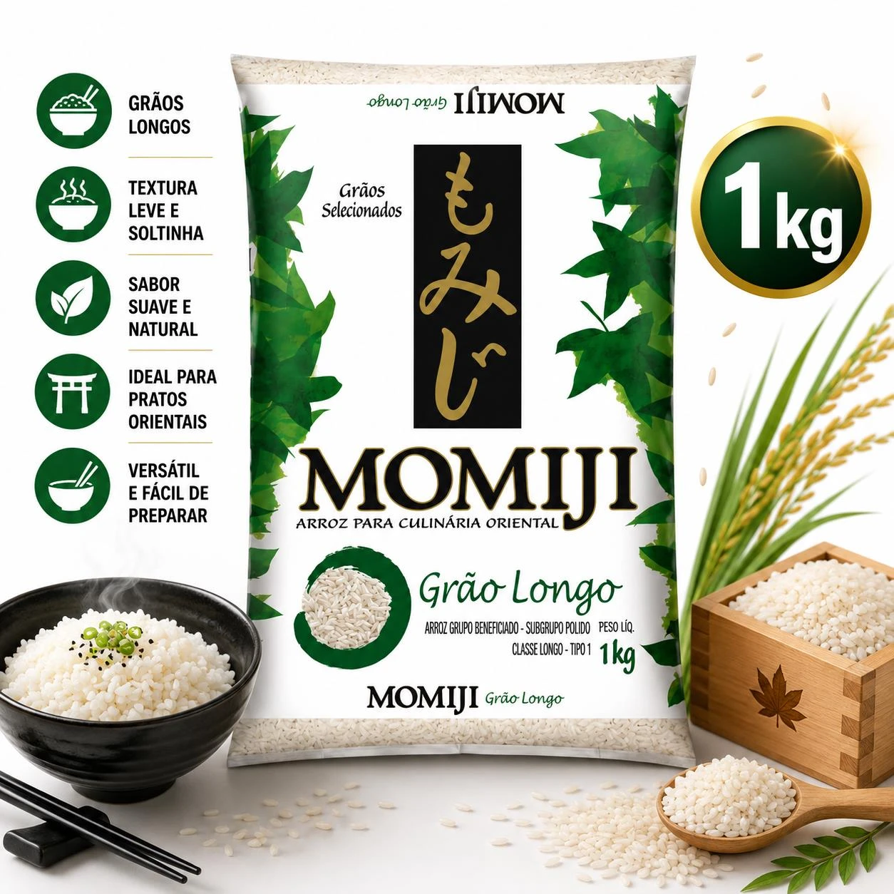 ARROZ ORIENTAL MOMIJI GRAO LONGO 1KG