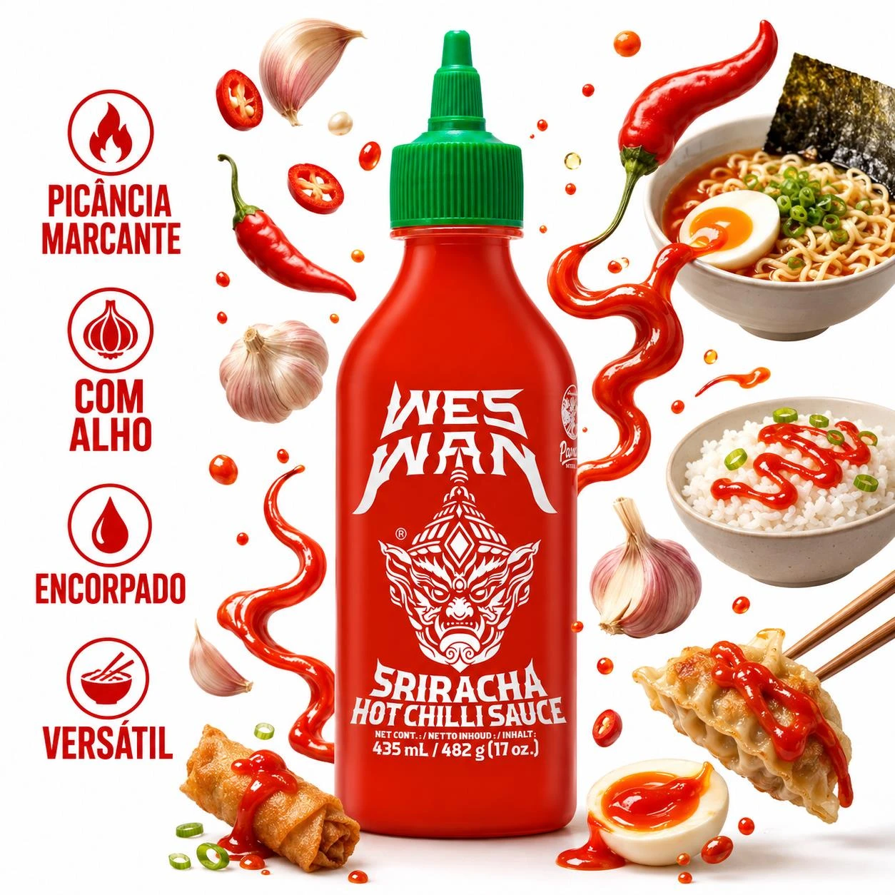 MOLHO DE PIMENTA SRIRACHA WESWAN 435ML TAILANDIA