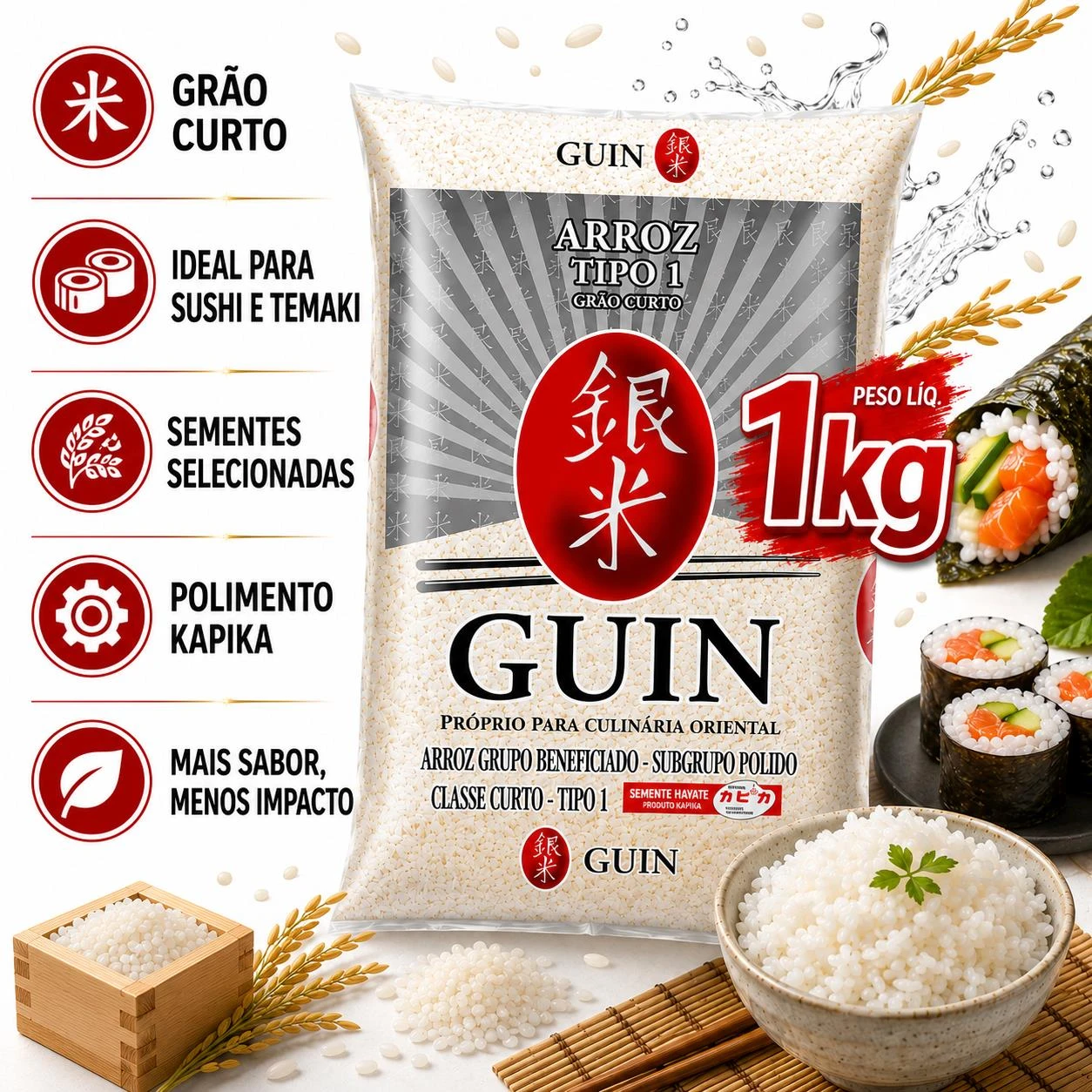 ARROZ ORIENTAL GUIN GRAO CURTO 1KG