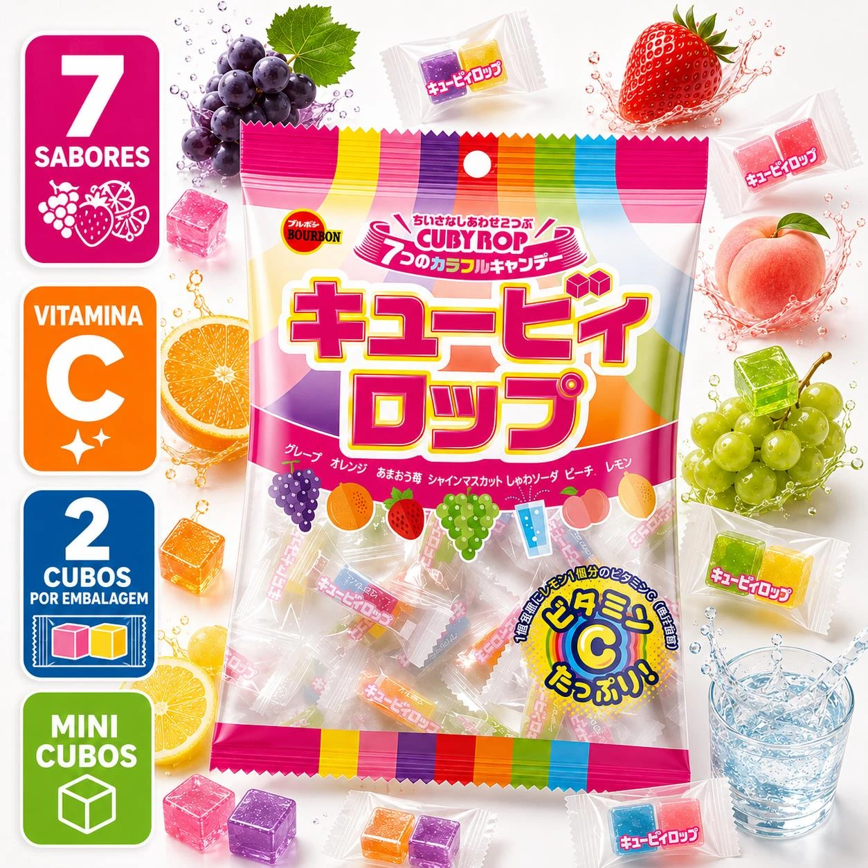 BALA BOURBON CUBYROP FRUTAS SORTIDAS 100G JAPAO