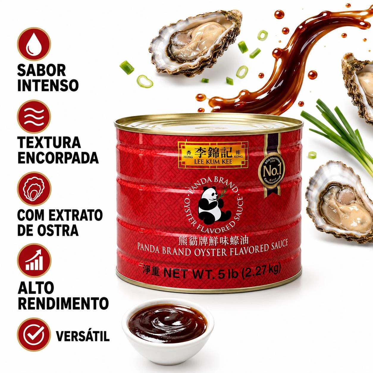 MOLHO SABOR OSTRA PANDA LEE KUM KEE OYSTER SAUCE 2,27KG EUA