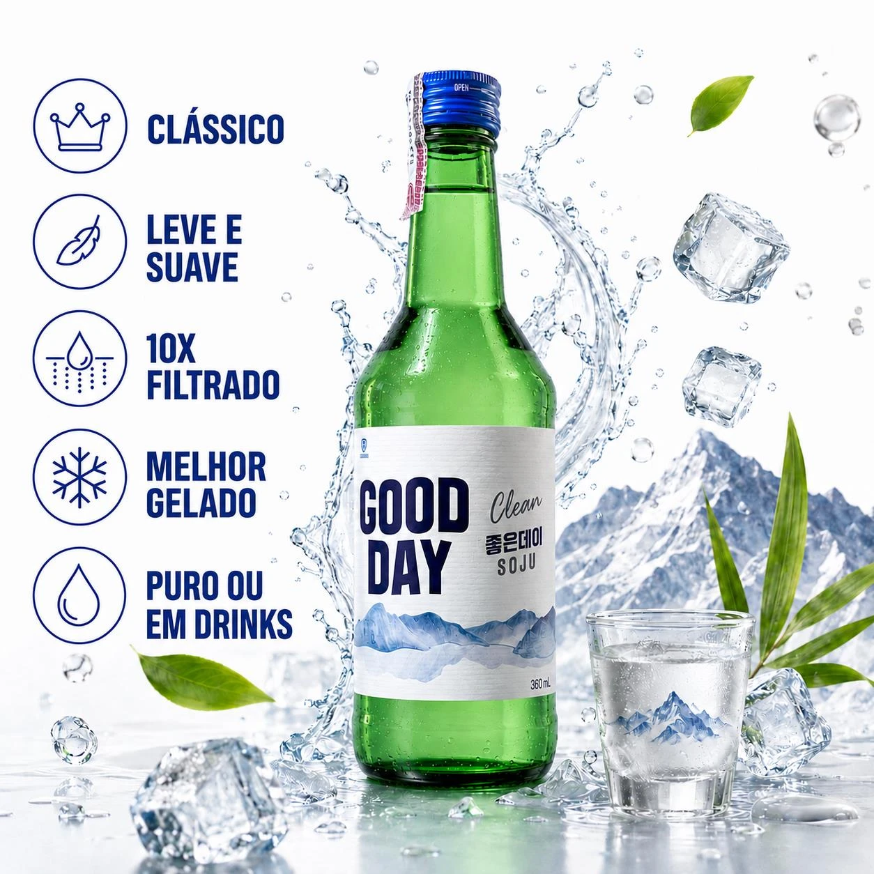 DESTILADO SOJU GOOD DAY CLEAN 360ML COREIA