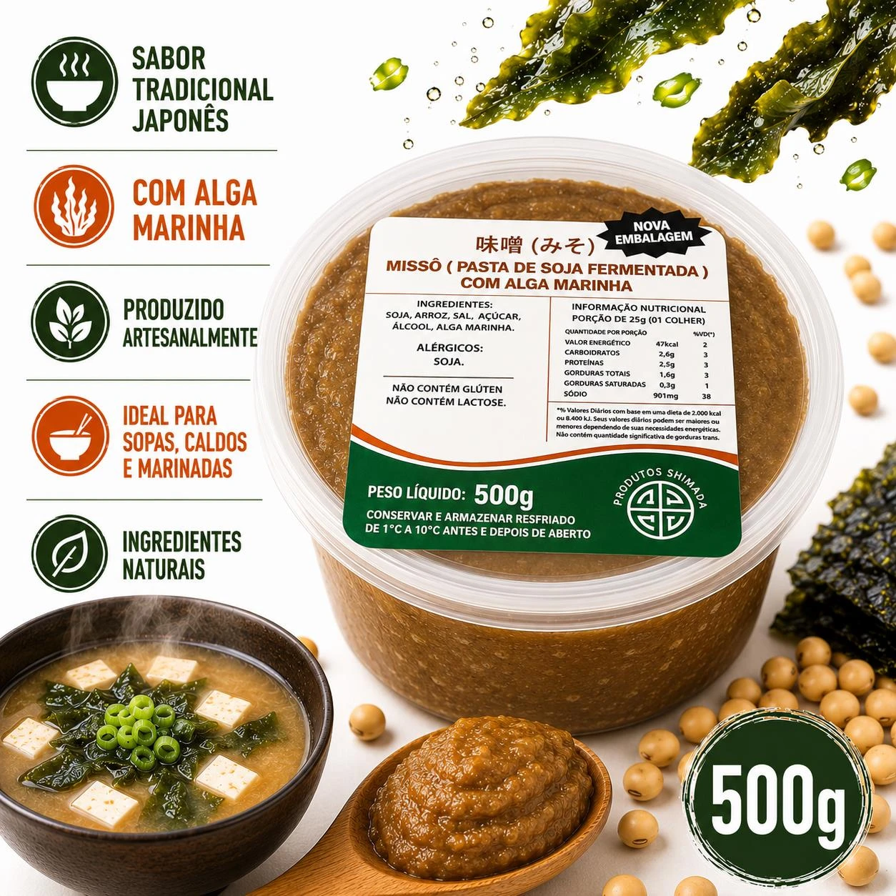 MISSO SHIMADA CASEIRO COM ALGA MARINHA 500G