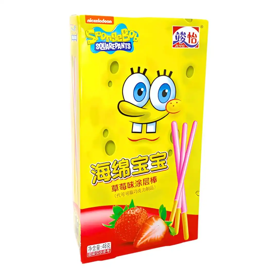 PALITOS DE BISCOITO BOB ESPONJA COBERTURA MORANGO 48G CHINA