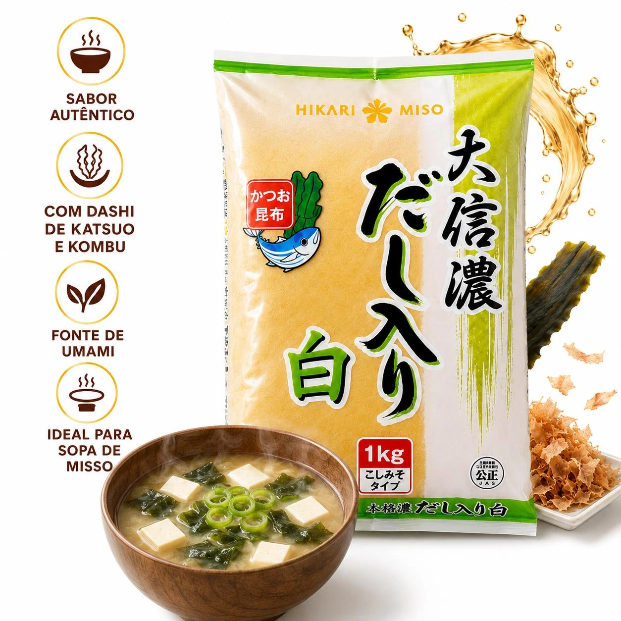 MISSO BRANCO COM DASHI DAISHINANO IRI WHITE HIKARI 1KG JAPAO