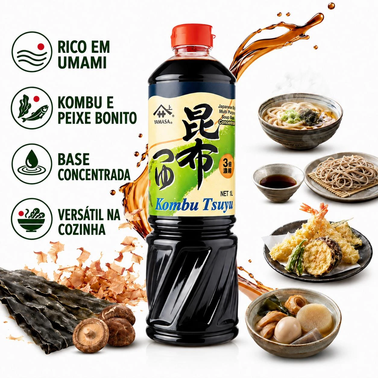 MOLHO P CALDOS KOMBU TSUYU YAMASA KOMBU E PEIXE 1L JAPAO