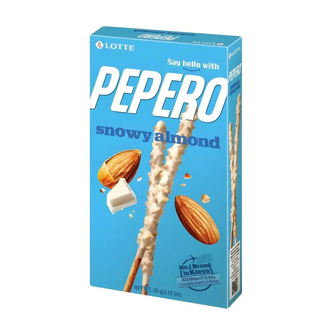 PALITOS DE BISCOITO PEPERO LOTTE SNOWY ALMOND 32G COREIA