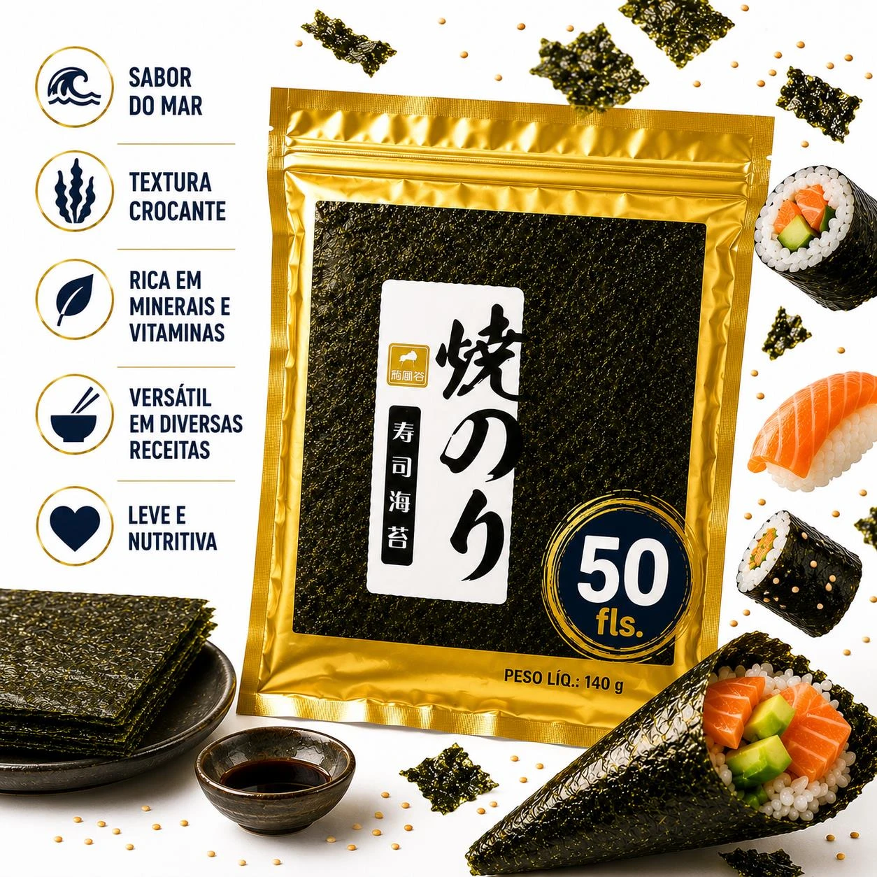 SUSHI NORI SHANDONG GOLD 140G 50FLS CHINA