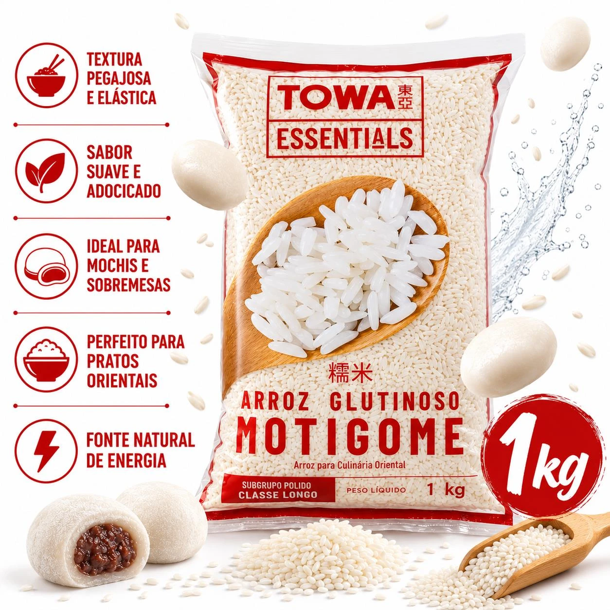 ARROZ GLUTINOSO MOTIGOME TOWA 1 KG TAILANDIA