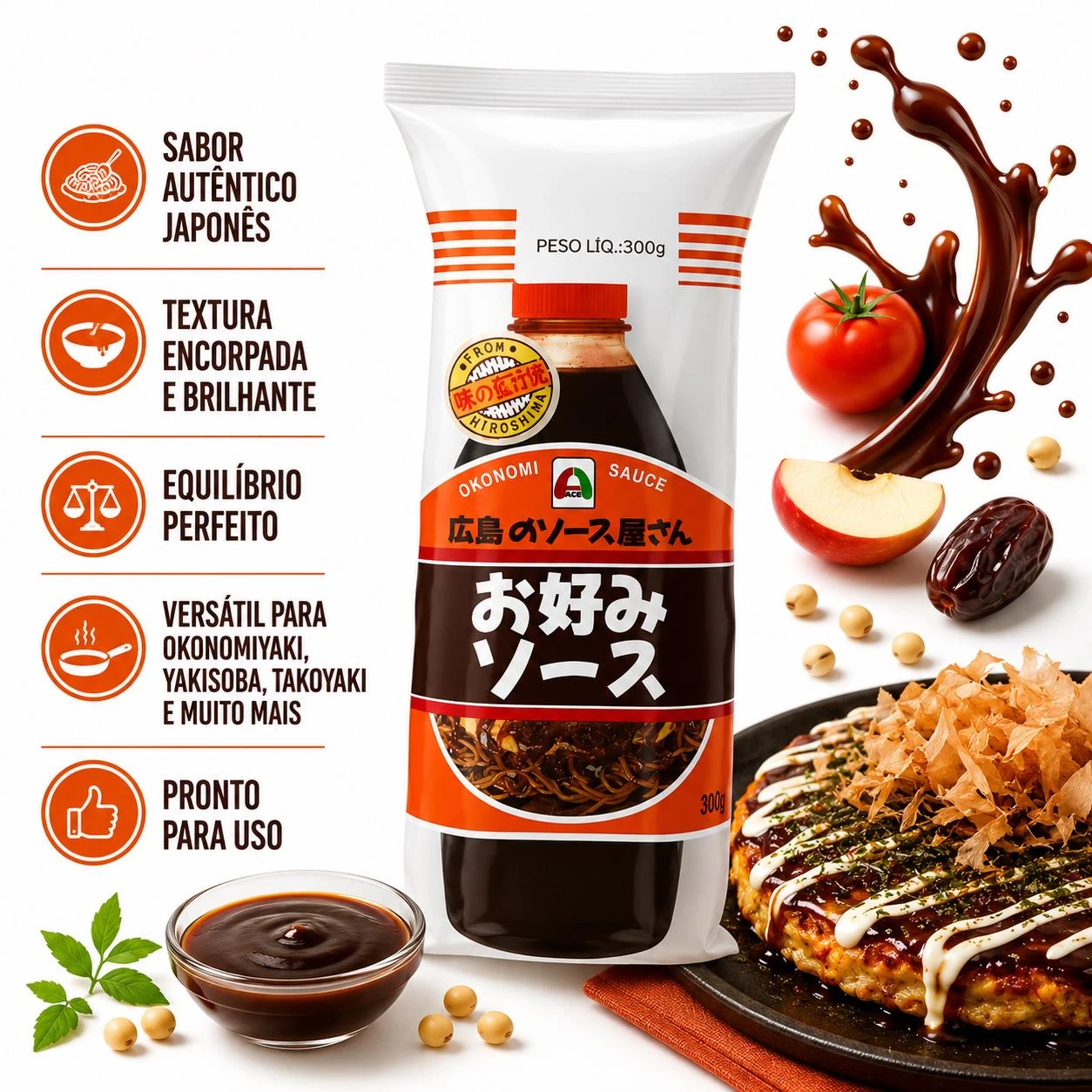 MOLHO PARA OKONOMIYAKI HIROSHIMA SENNARI 300G JAPAO
