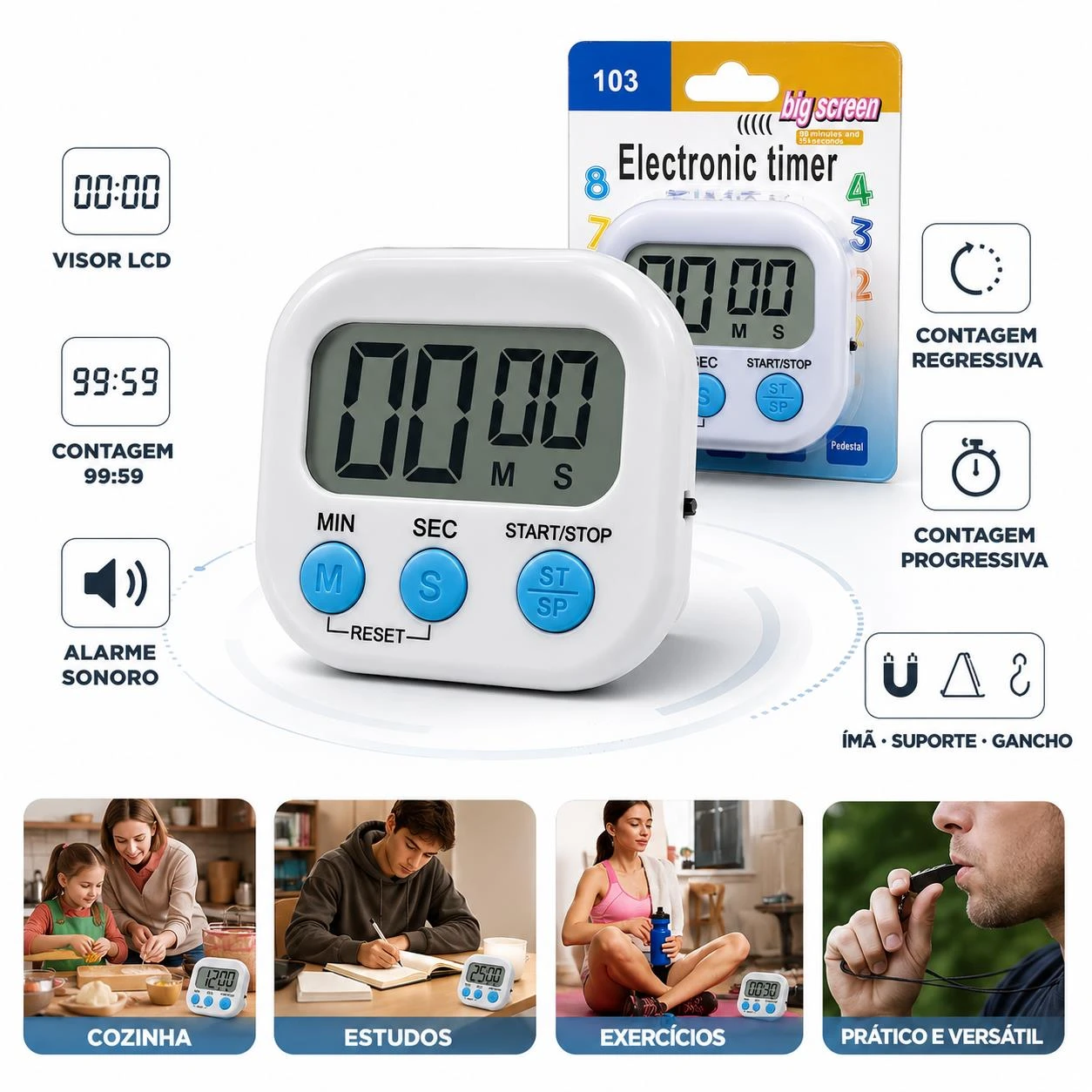CRONOMETRO DIGITAL TIMER COZINHA DT2081 CHINA