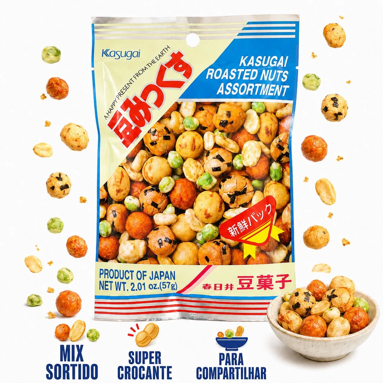 SNACK KASUGAI MAME MIX SORTIDO 57G JAPAO