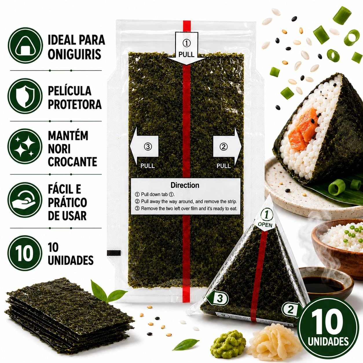 NORI PARA ONIGUIRI SHINSEN COM PELICULA PROTETORA 10UN CHINA