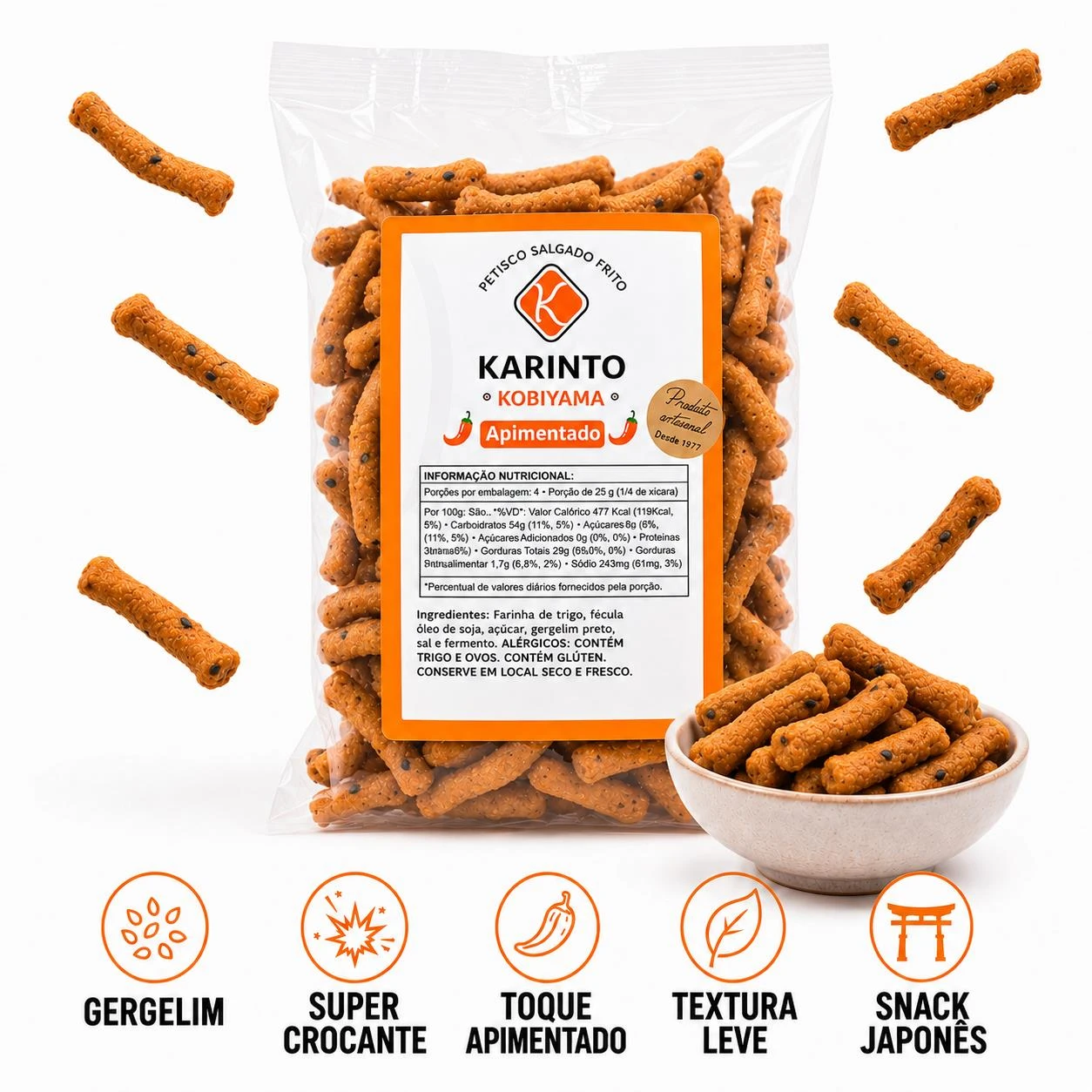 SALGADINHO KARINTO KOBIYAMA APIMENTADO 100G SALGADO