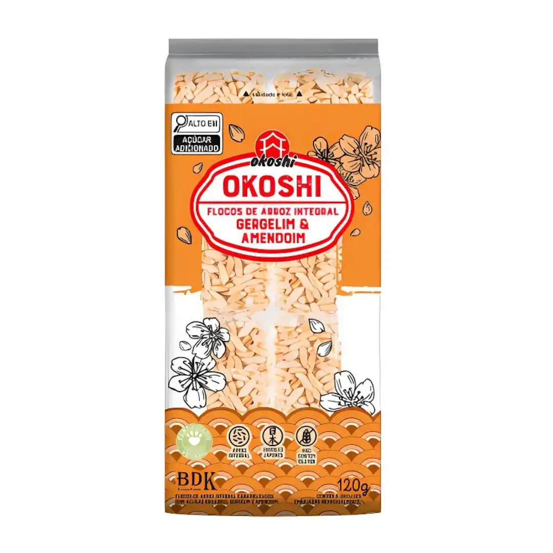 ARROZ CARAMELIZADO OKOSHI INTEGRAL GERGELIM E AMENDOIM 120G