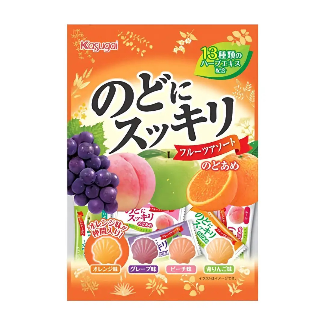 BALA KASUGAI NODO NI SUKKIRI FRUTAS SORTIDAS 112G JAPAO