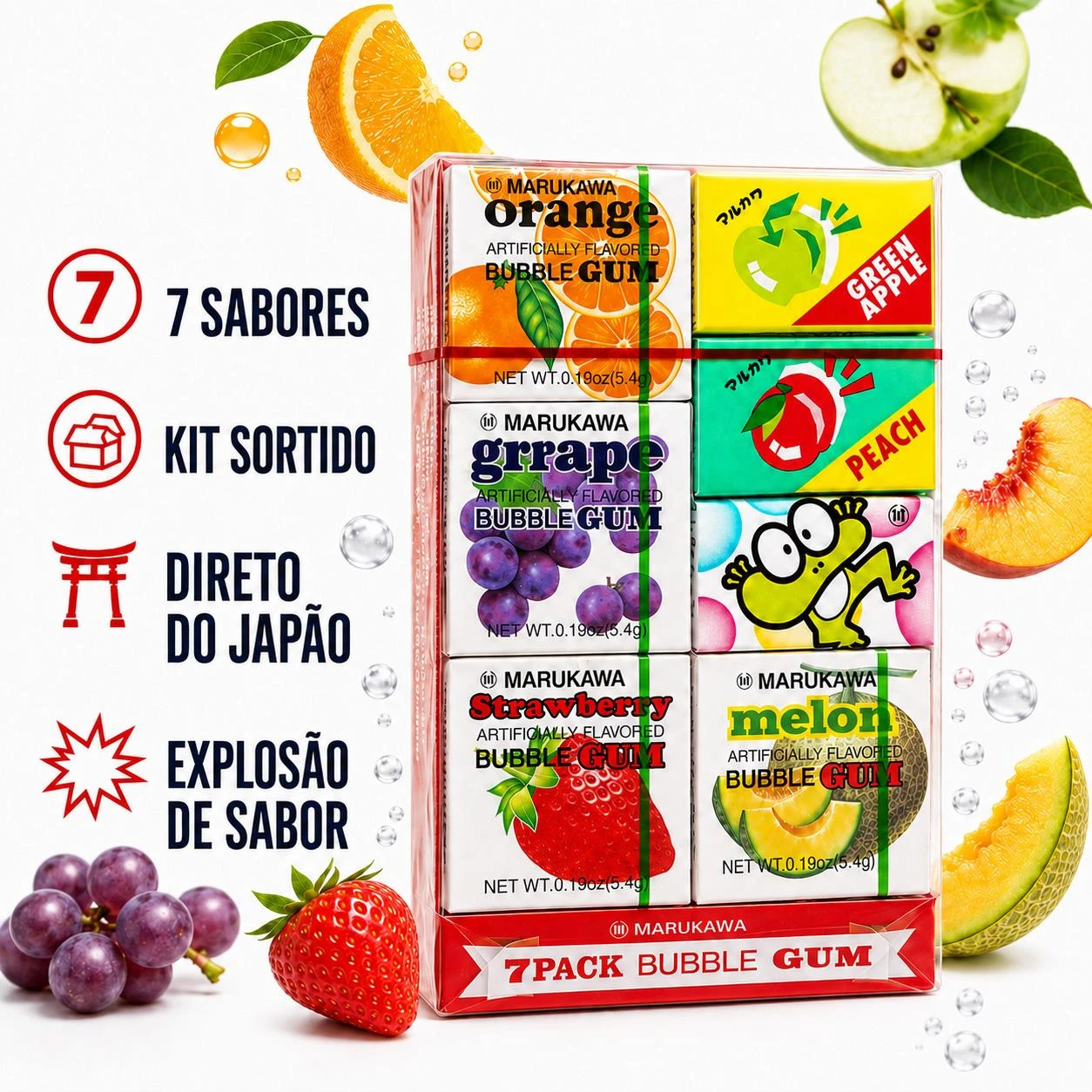 GOMA DE MASCAR MARUKAWA KIT SORTIDO 36,6G 7UN JAPAO