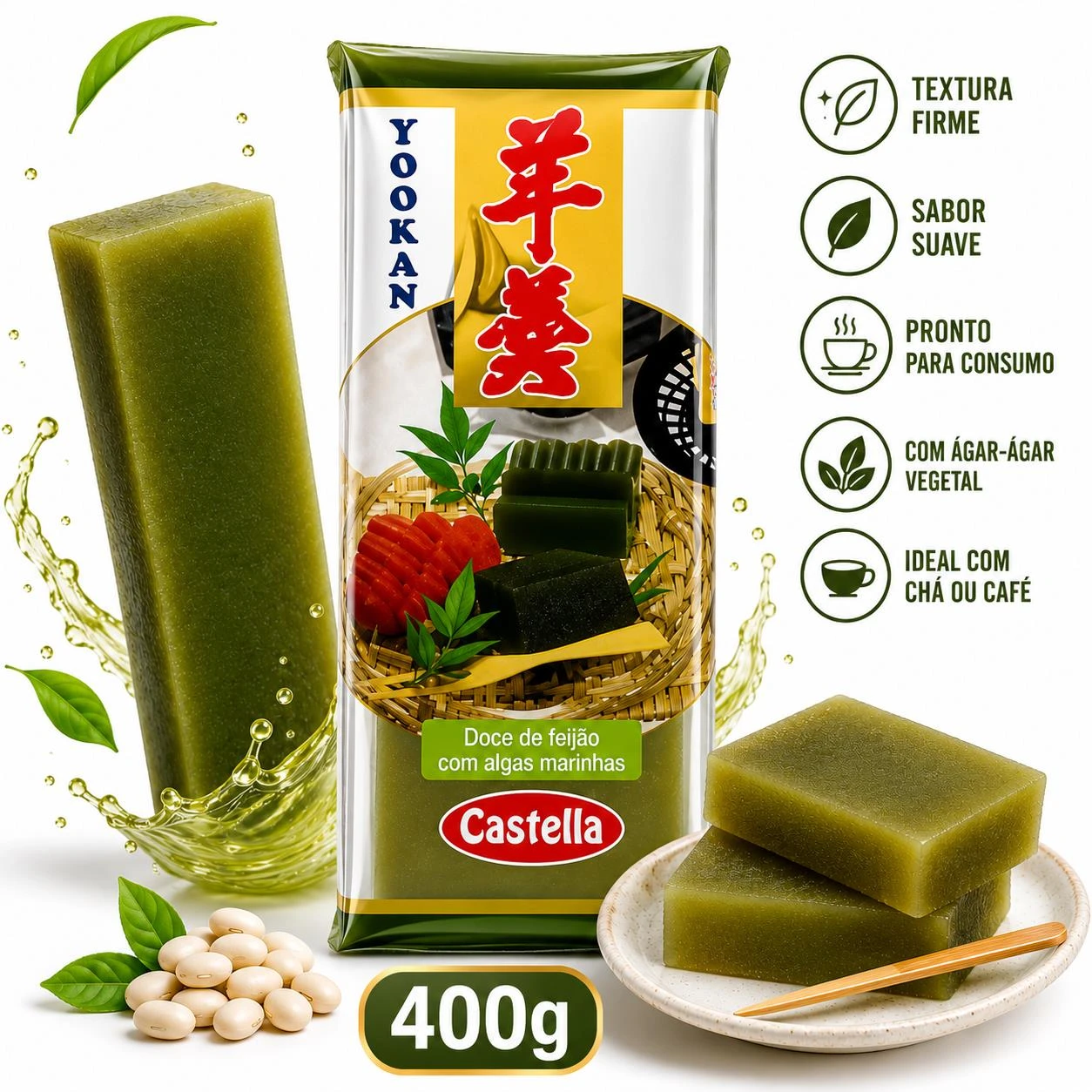DOCE DE FEIJAO YOKAN CASTELLA VERDE 400G