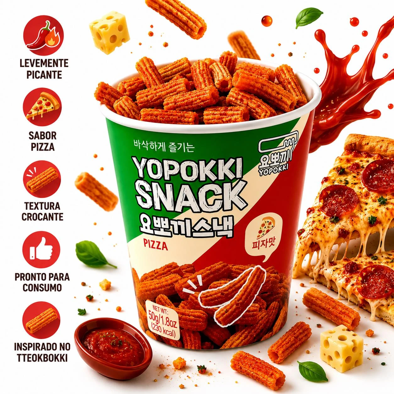 SNACK TOPOKKI YOPOKKI PIZZA PICANTE 50G COREIA