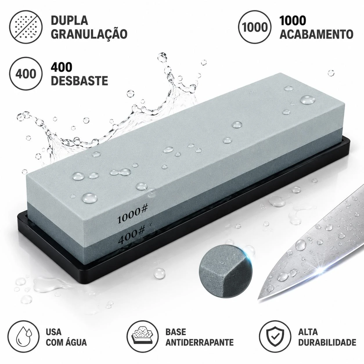 PEDRA PARA AMOLAR FACA WHETSTONES 400/1000 GRAOS CHINA