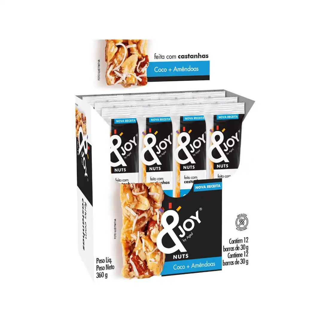 BARRA MIXED NUTS &JOY COCO E AMENDOAS 360G CAIXA 12X30G