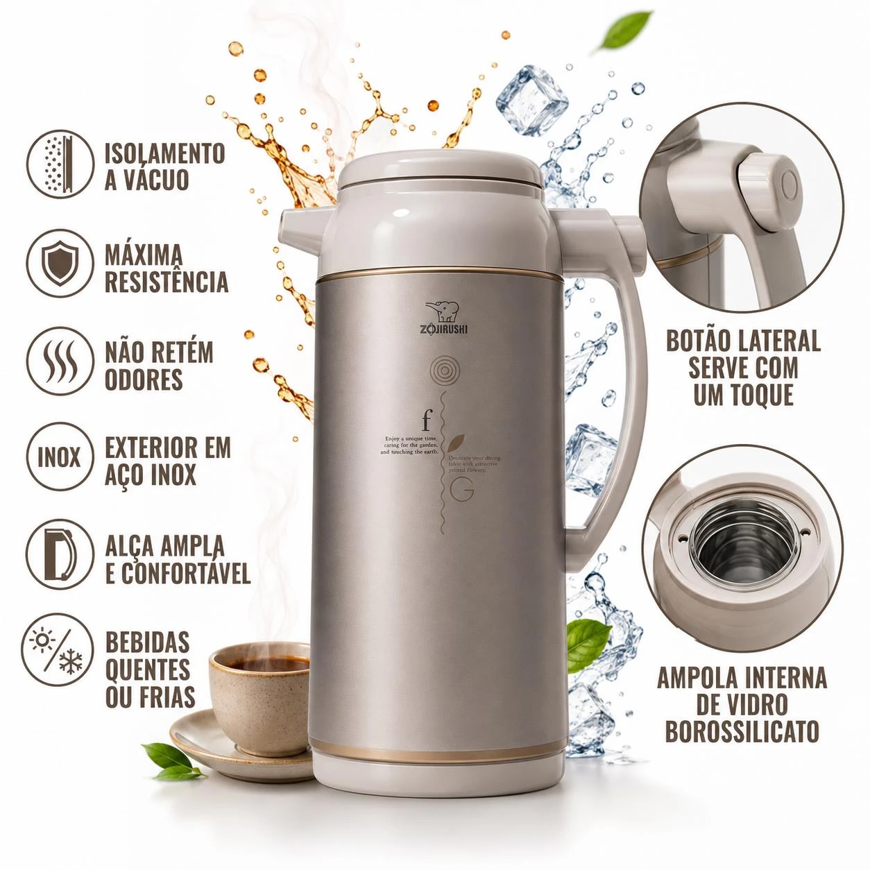 GARRAFA TERMICA ZOJIRUSHI 1L AFFB-10-TK HERB CACAO JAPAO