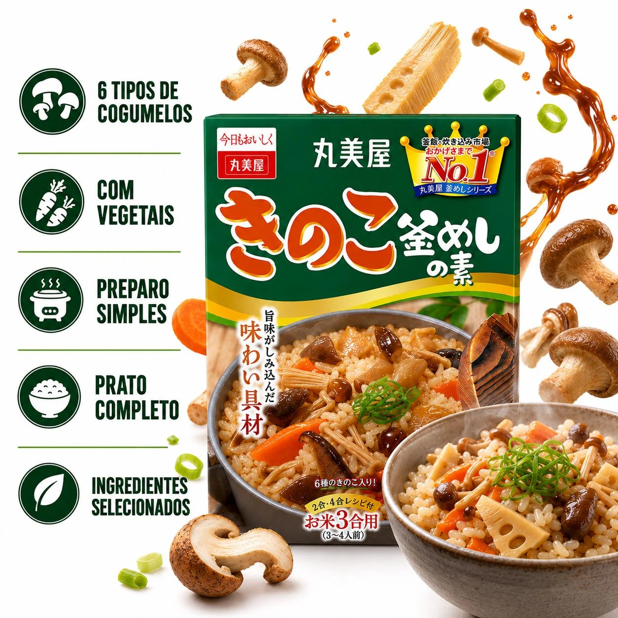 PREPARO PARA ARROZ KAMAMESHI MARUMIYA KINOKO 137G JAPAO