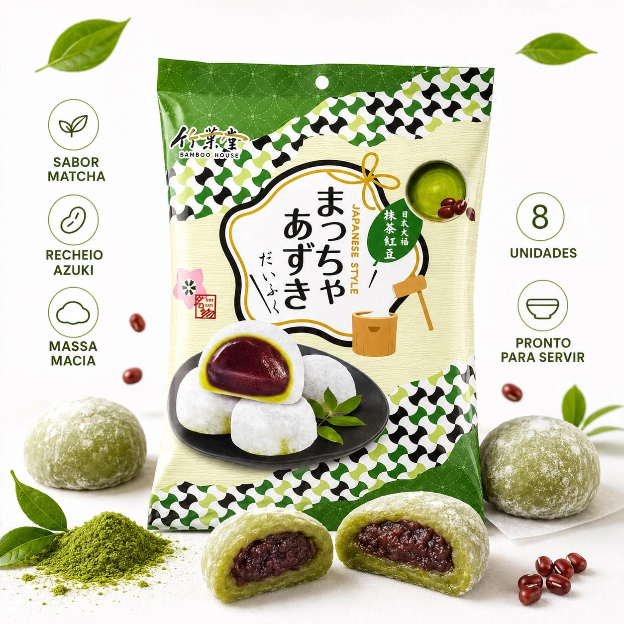 MOTI BAMBOO HOUSE DAIFUKU MATCHA COM AZUKI 120G 8UN TAIWAN