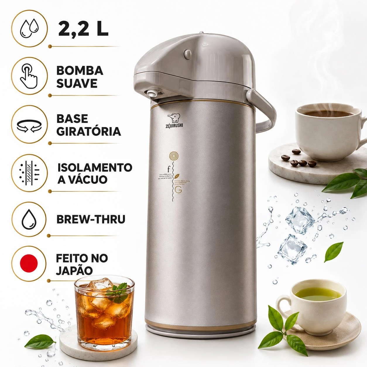 GARRAFA TERMICA ZOJIRUSHI 2,2L AAPE-22TK HERB CACAO JAPAO