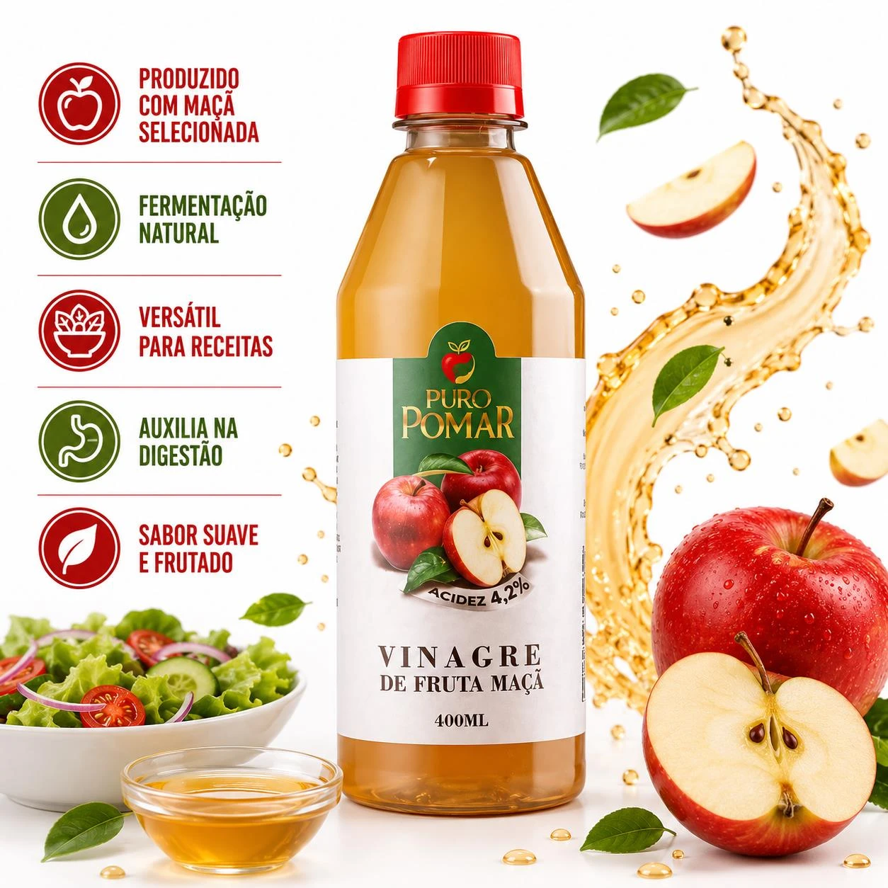 VINAGRE MACA PURO POMAR 4% 400ML