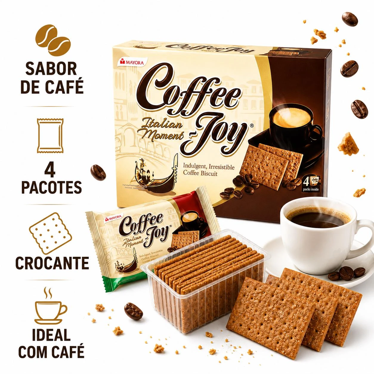 BISCOITO COFFEE JOY MAYORA SABOR CAFE 156G INDONESIA