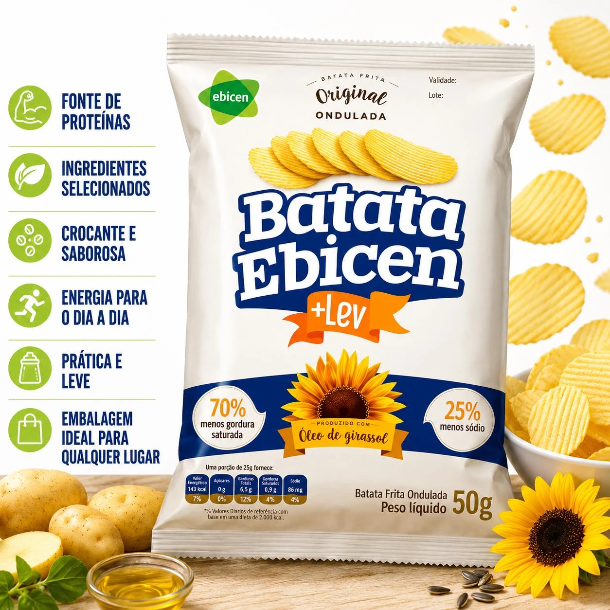 BATATA FRITA ONDULADA EBICEN +LEV 50G