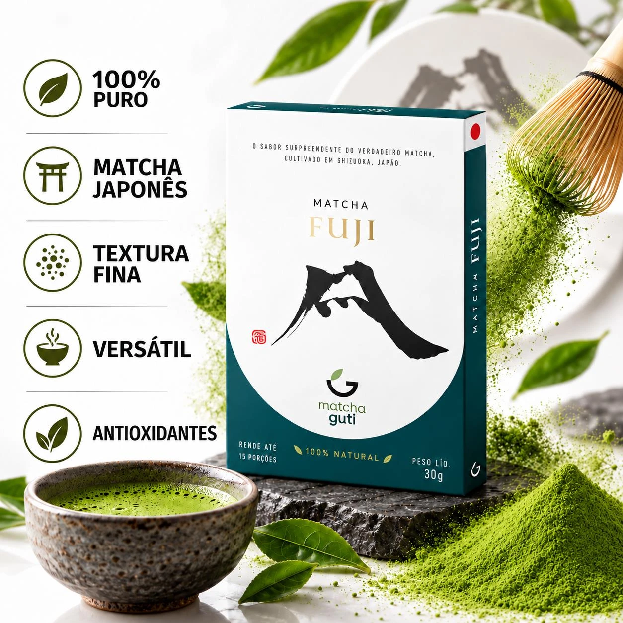 MATCHA GUTI FUJI CHA VERDE EM PO 30G JAPAO