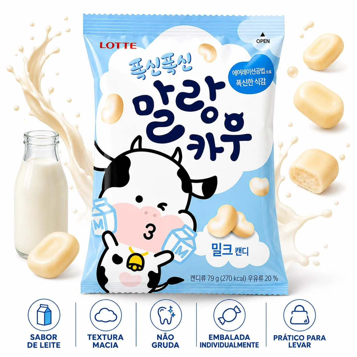 BALA MASTIGAVEL LOTTE LEITE 79G COREIA