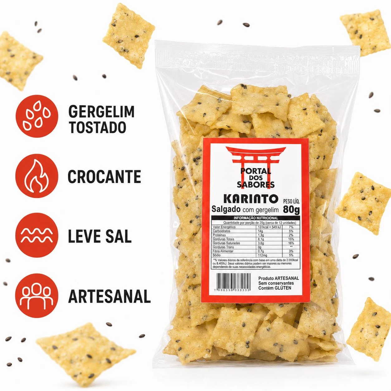 SALGADINHO KARINTO PORTAL DOS SABORES GERGELIM 80G SALGADO
