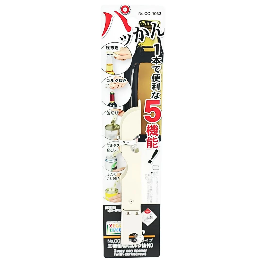 ABRIDOR DE LATA E GARRAFA PEARL 5 EM 1 CC-1033 JAPAO
