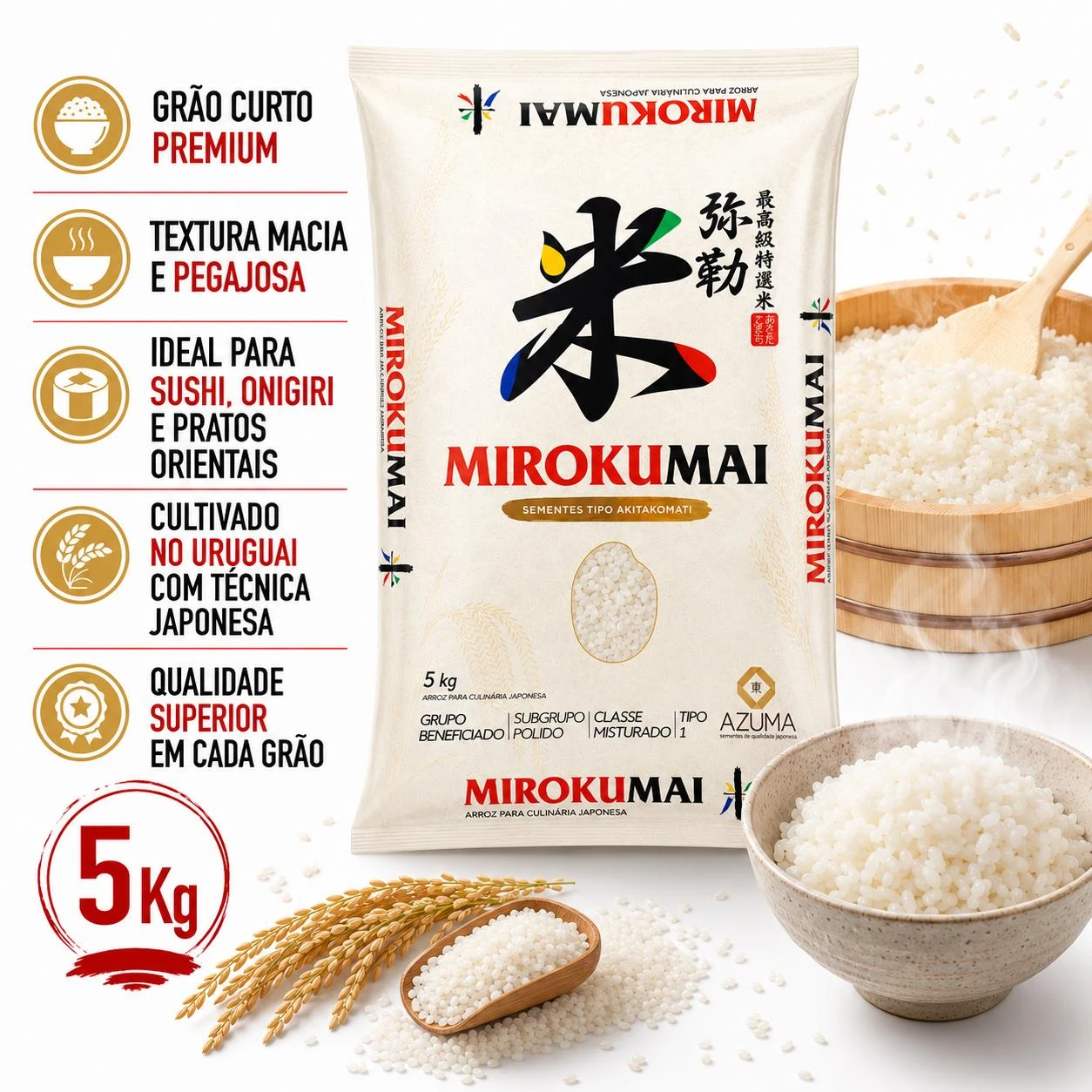 ARROZ ORIENTAL MIROKU MAI AKITAKOMATI GRAO CURTO 5KG